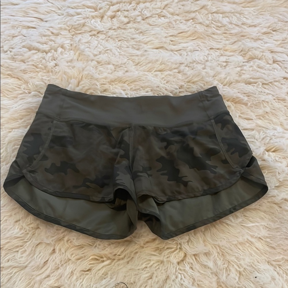 Lululemon speed shorts, size 4, 3” inseam, camo